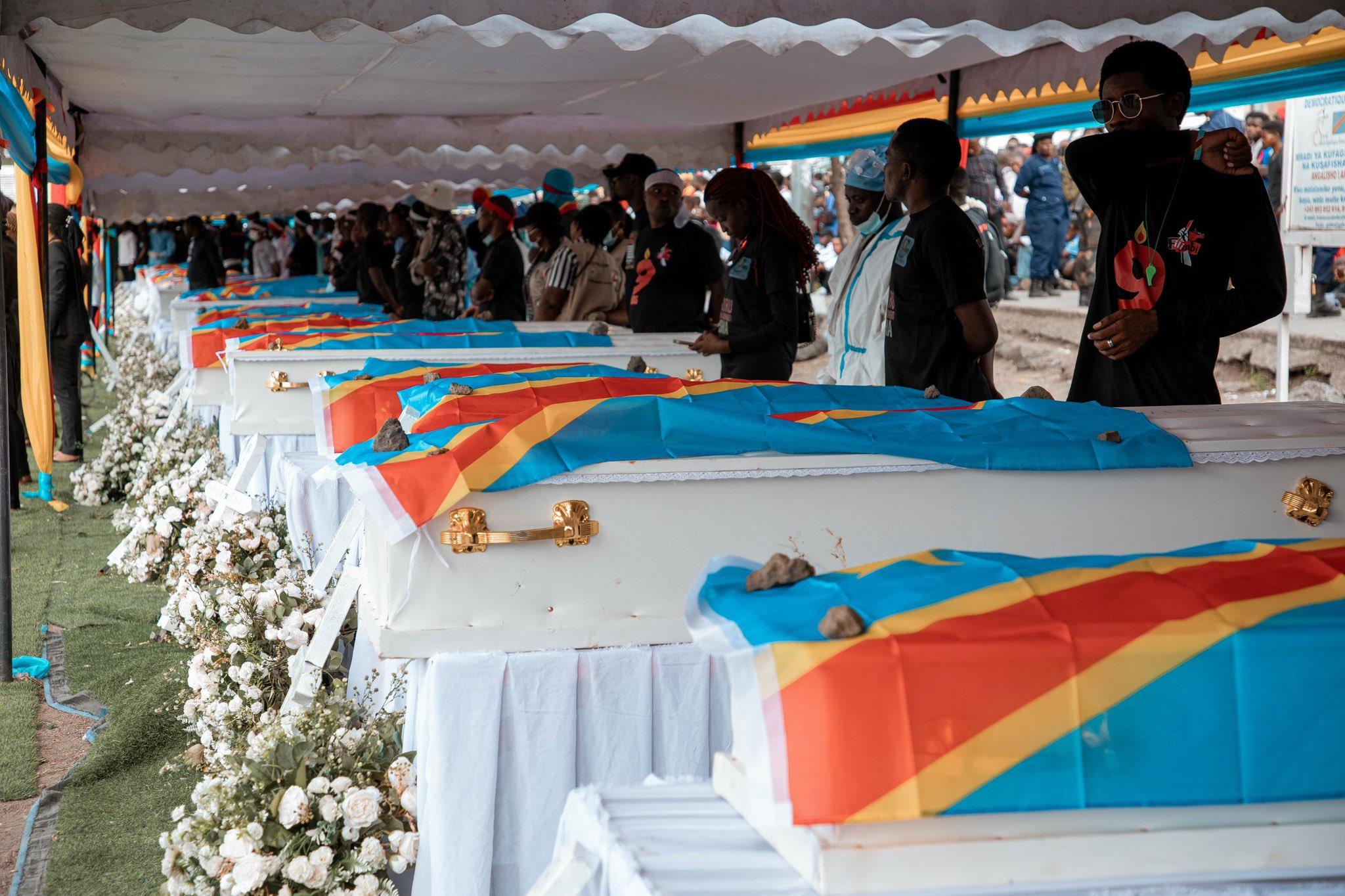 RDC/Obsèques officielles pour les déplacés tués à Goma : Tshisekedi rappelle que les «coupables payeront»