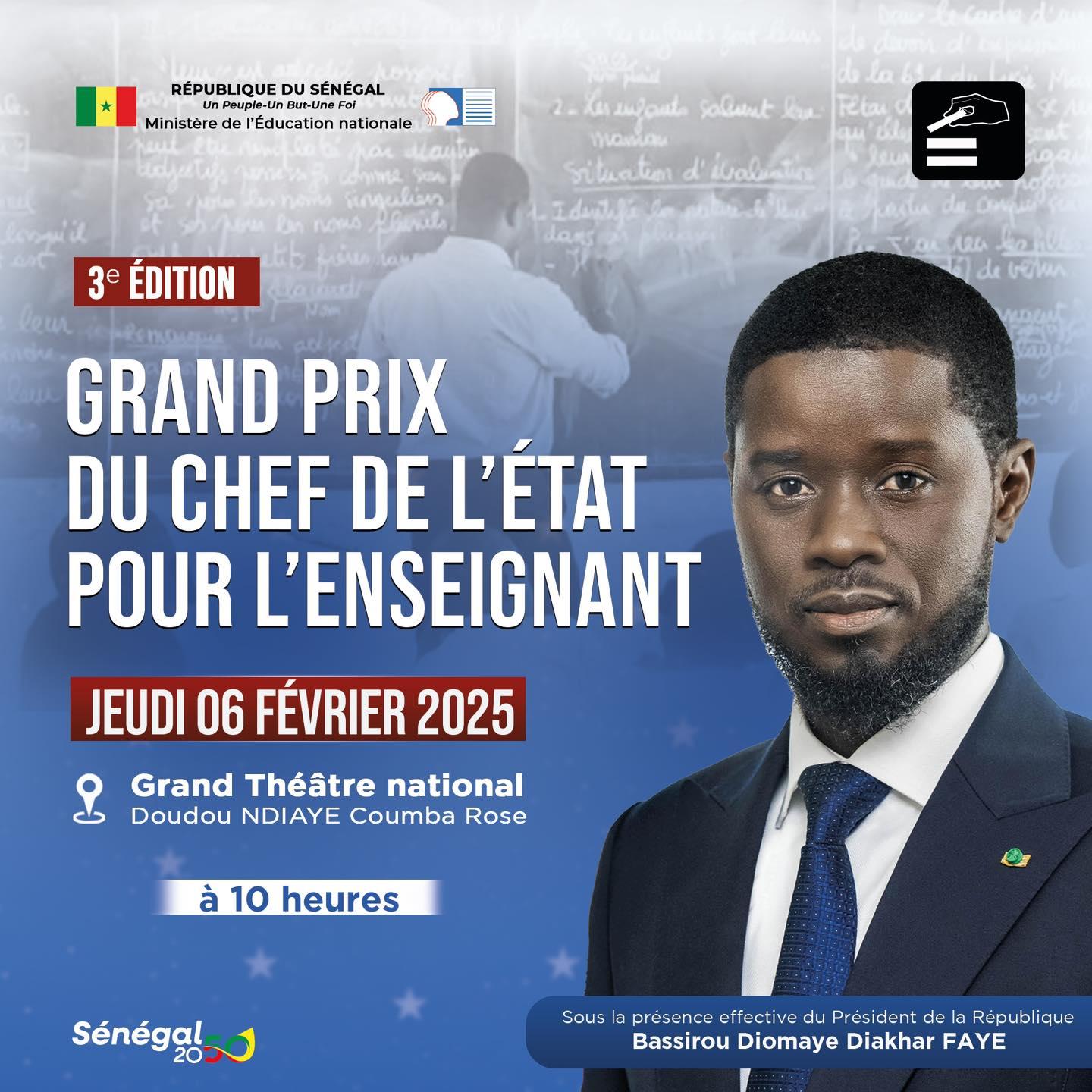 Sénégal : Remise ce jeudi du Grand Prix du Chef de l’Etat pour l’enseignant